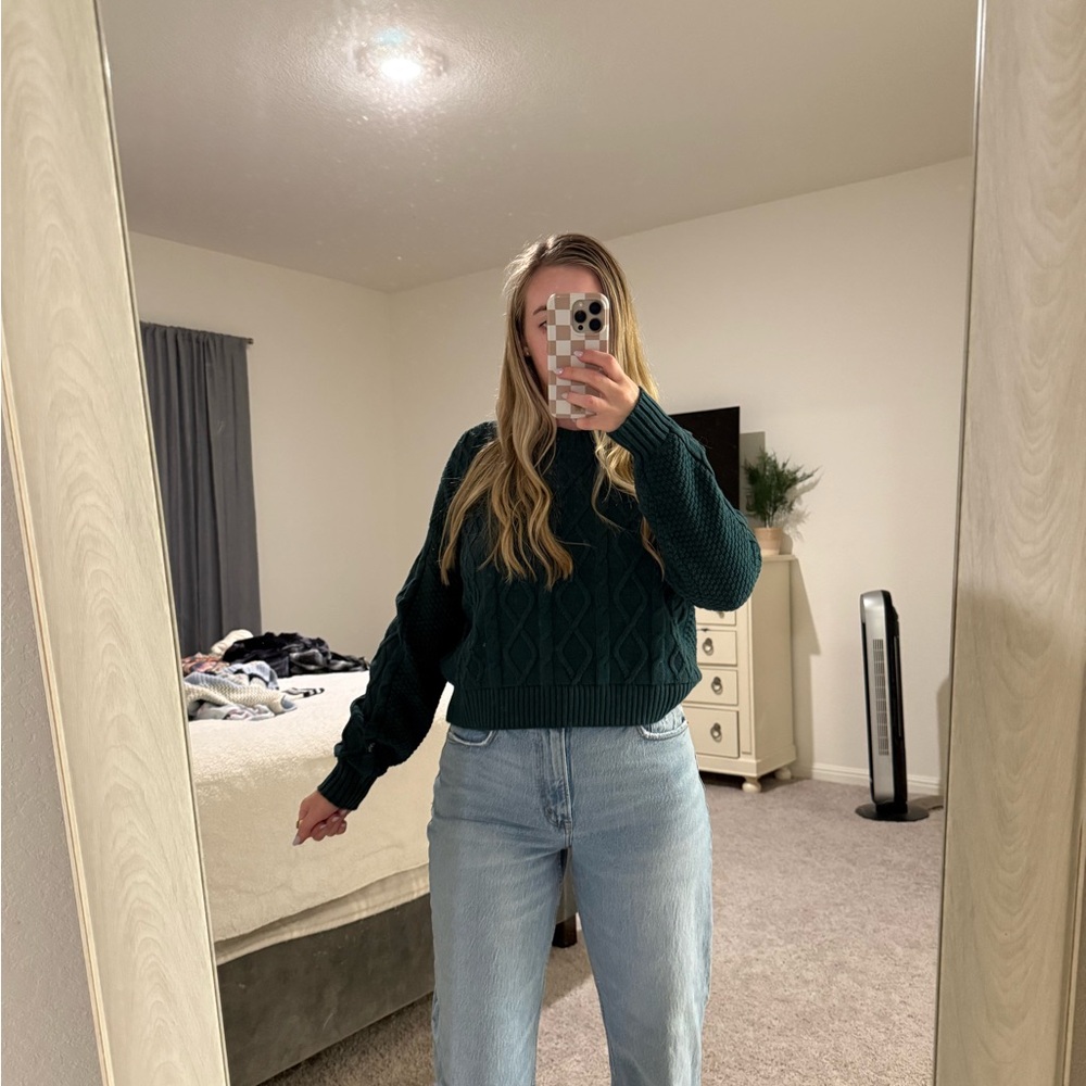 Green Cable Knit Sweater